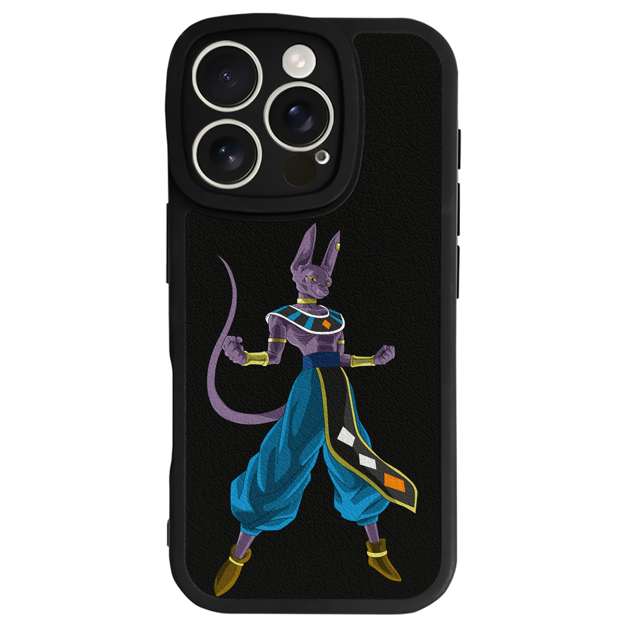 （画像用） ドラゴンボール ビルス 破壊神ビルス DRAGON BALL Beerus Birusu 【iPhone 16シリーズ対応】シリコンスマホケース（レザー調） 材質：シリコン